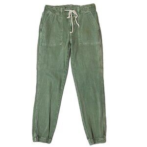 American Eagle Size 4 Drawstring Elastic Waist Green Denim Joggers